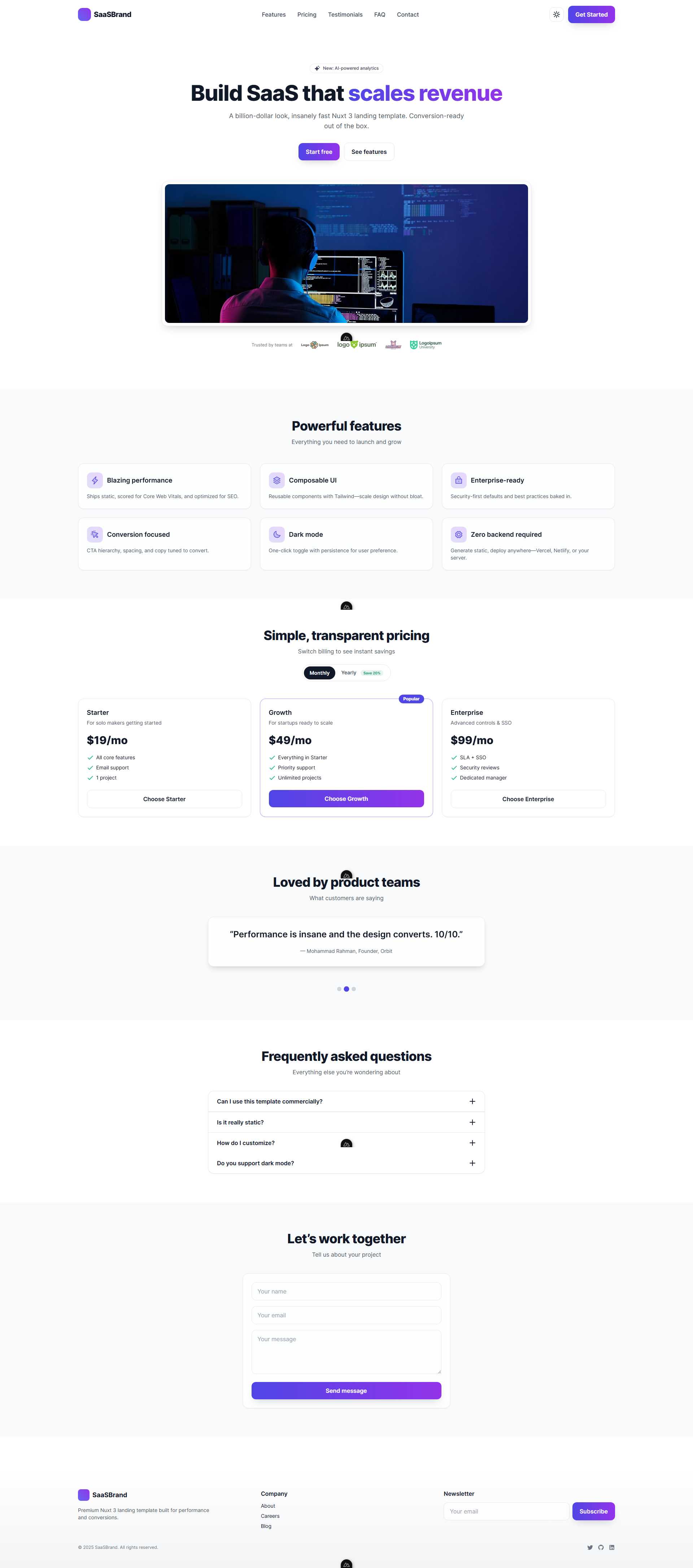 Modern SaaS Landing Page preview 1